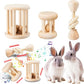 3 Pcs Natural Wooden Bunny Toys, Safe Rabbit Toys for Guinea Pig Chinchillas Hamsters Small Animals Playing Teeth Grinding Indoor Outdoor