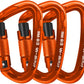 Climbing Carabiner Clips 25kN Auto Locking Carabiner, Professional Heavy Duty Large Locking Carabiner Clips for Rock/Ice Climbing Rappelling Rescue Swing etc, D Shaped, Large Size