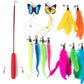 PAWSITIVE Interactive Cat Toys - Retractable Feather Wand with Refill Set 12PCS - Perfect for Indoor Cats to Chase, Exercise & Bond with Their Owners