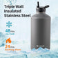 One Gallon Water Bottle Insulated, Triple Wall Vacuum Cold for 48 Hrs & Leak-proof & Non-BPA, 128oz Large Sports Stainless Steel Water Jug with Paracord Handle Straw Spout Lids & DIY Stickers