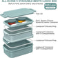 DaCool Lunch Box Adults Bento Box 74 OZ All-in-One Stackable Lunch Box Containers for Adult Large Bento Box with Fork Spoon Sauce Boxes, Leakproof Lunchbox for Work School Dining Out, Morandi-Green