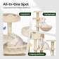 85inch Heavy Duty Cat Tree for Indoor Cats Large Adult, Tall Giant Cat Tower with Scratching Post, Large Perches, Cozy Cat Condos & Hanging Hammocks, Beige