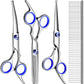 Professional Dog Grooming Scissors Kit, Titanium Coated Dog Scissors for Grooming, Grooming Shears Kit - Straight,Thinning, Curved Scissors and Comb for Dog Cat Pet (Blue 5 in 1)