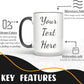 Personalized Coffee Mug 15 Oz, Custom Picture Text or Logo Ceramic Mug, Customized Gift for Men & Women, Taza Personalizada with Photo and Words, Customizable Large Tea Cup | White - Black