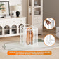 4 Panles Full Matel Freestanding Dog Gates with Door, 96"Extra Wide 32"Tall Free Standing Dog Pet Gate for Indoor & Outdoor. Foldable Pet Fences for Doorways, House, Stairs, Porch, Deck, Yard