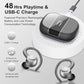 Wireless Earbuds Bluetooth 5.3 Headphones Sports, 48Hrs Playtime Bluetooth Earbuds with CVC 8.0 Mic, Stereo Bass Over Ear Bud with Earhooks, LED Display, IP7 Waterproof Earphon for Running Gray