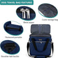 BAGLHER Dog Travel Bag, Pet Travel Bag (ALL Pet Travel Supplies), With 2 Pet Food Containers and 2 Collapsible Silicone Bowls; Essential Kits for Pet Travel Dark Blue