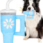 Squeaky Dog Toy - Crinkle Pup Cup Tumbler Plush Dog Toy with Cute Daisy Design for Small Medium Breeds, Funny Interactive Puppy Birthday Gift (Blue)