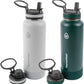 ThermoFlask Bottle with Spout Lid - Stainless Steel Water Bottles with Double-Wall Insulation & BPA-Free Spout Lids - Leak-Proof Reusable Bottles & Lids - 40 oz, Gray Pine (2 Pack)