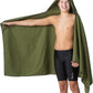 Flow Hydro Sport Towel - Microfiber Quick Dry Swimming Towels for Swim, Pool, Triathlon, and Other Water Sports in Medium, Large, Extra Large, and Hooded Sizes (Army Green, Large w/Hood)