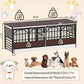 COZPAW 86 Inch Double Dog Crate Furniture for 2 Large Dogs, Decorative Dog Kennel Indoor TV Stand, Heavy Duty Wooden Dog Cage for Large Medium Dogs Sized Dog Pet House with Divider (White)