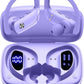 bmani Ear Buds Wireless Earbuds Bluetooth Headphones with 80H Playtime LED Display Case, Over-Ear Hook with Mic, Stereo Sound, Easy Button Controls, Sports Earphones for Running Workout Gym Purple