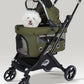 JK Pawadore 4 Wheels Pet Stroller Best Lightweight Foldable Portable Secure Easy Lock NO-Zip 180 ̊ Canopy Sun Shades Waterproof for Small/Medium Dogs 33lbs with Large Storage Basket (Army Green)