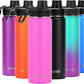 DRINCO Stainless Steel Water Bottle Spout Lid Vacuum Insulated Double Wall Water Bottle Wide Mouth (40oz 32oz 22oz 18oz 14oz) Leak Proof Keep Cold Sport Camping Hiking (22 oz, 22oz Island Pink)
