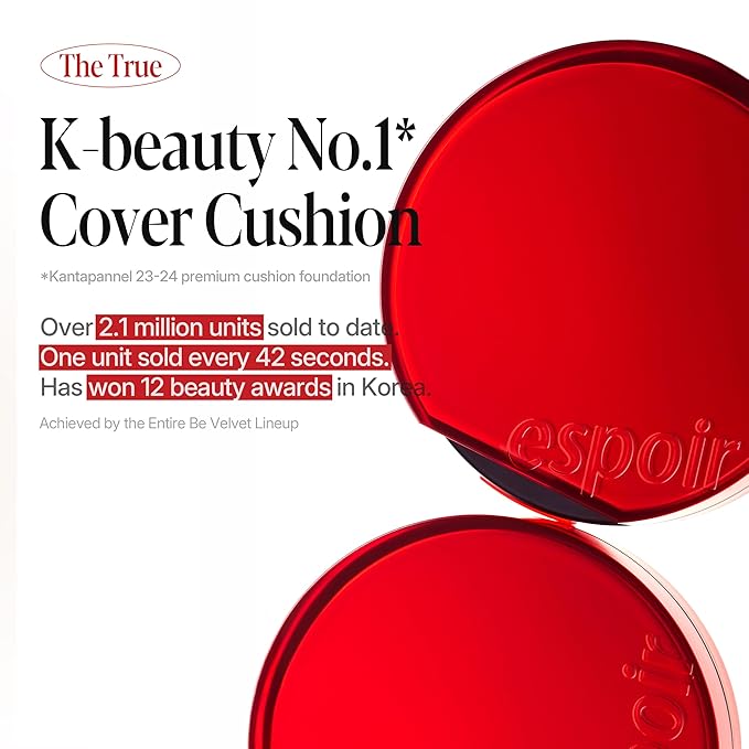 espoir [NEW] Be Velvet Cushion Foundation | Quick and Easy Coverage with Long-lasting Color by Zero Oxidation (#42 Hazel, 0.46 Ounce (Pack of 1))