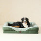 EHEYCIGA Memory Foam Dog Bed for Large Sized, Orthopedic Dog Sofa with Sides and Waterproof Liner, Washable Bolster Pet Couch with Removable Cover, 41x27x7.5 Inch, Green