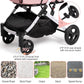 Pet Stroller for Medium Small Dog & Cat, Foldable Lightweight Dog Stroller with Storage Basket Pet Travel Carriage with Safety Leashes, 4 Wheel, Pink