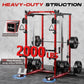 Smith Machine Home Gym, Multi-Function Power Cage with Dual Pulley Cable Crossover System, All-in-One Squat Rack with Smith Bar and Strength Training Attachments for Full-Body Workouts