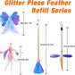 JXFUKAL Cat Feather Toy Refills, 4Pcs Simulation Butterfly Dragonfly Glitter Piece Feather Cat Lures Wand Attachment Replacement for Kitty Kitten Indoor Cats Accessories