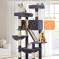 Taoqimiao Cat Tree 57.5-Inch, Cat Tower for Indoor Cats Large Adult, Extra Large Cat Condo, 8 Sisal Scratching Posts, Metal Frame Cozy Hammock, Durable Scratch Board, 2 Top Perches, Smoky Gray MS026G