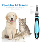 Flexzion Dogs Dematting Comb, Stainless Steel Blades Rakes, for Pets Cats Animals Matted Knotted Hair, Brush Cutting Removing Grooming Tool with Smooth Teeth Needle - Black & Blue Handle