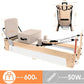 Professional Pilates Reformer Machine with Jumpboard, Reformer Box & Foot Straps – Studio-Grade Wood Frame Equipment for Home Workouts, Adjustable Resistance & Smooth Glide System