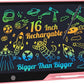 LCD Writing Tablet,16 Inch Colorful Screen Rechargeable Doodle Board Toddler Educational Toys for 3 4 5 6 Years Old Boys Girls Reusable Portable Drawing Tablet Christmas Toys Gifts for Kids (Pink)