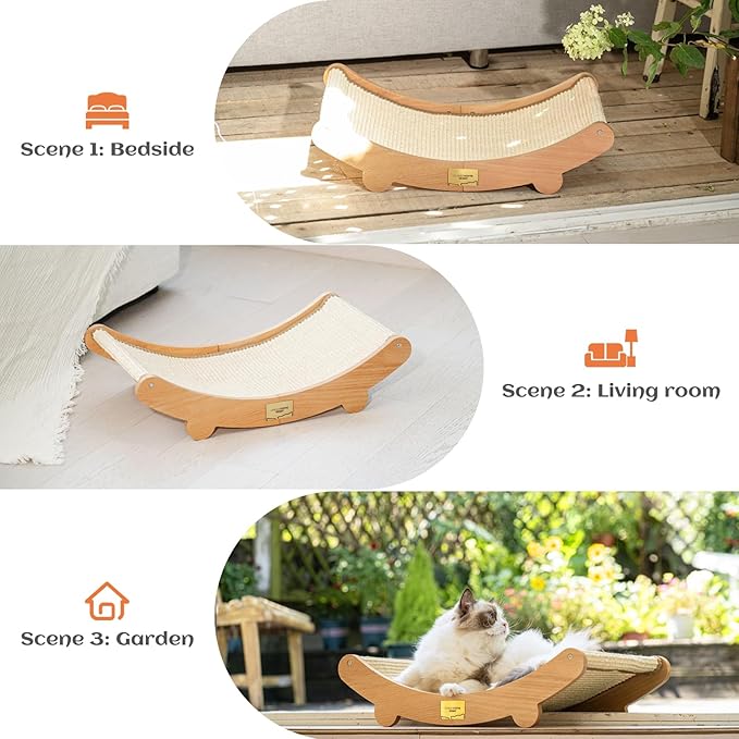 Sisal Cat Scratcher Bed for Indoor Cats Hammock for Scratching Pad Cat Chair Nartural Sisal Cat Scratch Post for Large Cat Scratcher Lounge(Large)