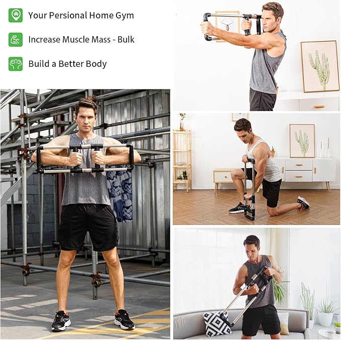 Push Down Bar Machine - Chest Expander at Home Workout Equipment, Arm Exerciser - Portable Spring Resistance Exercise Gym Kit for Home, Travel or Outdoors