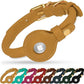 OOPSDOGGY Rolled Leather Dog Collar with Airtag Holder - Reflective Round Airtag Dog Collar - Soft Tracking Pet Collar for Small Dogs Puppy Cats Kitten (Camel, L, 14"-18")