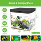 Small Fish Tank Kit 1.8 Gallon, Aquarium Starter Kit with Super-Quiet Water Pump, Dual Rain Filtration, Self Cleaning Function, Shatter-Resistant & Leak-Proof Base (Black)