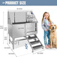 Dog Washing Station 38'' Stainless Steel Pet Grooming Tub for Large Dogs Over-Size Professional Dog Grooming Bathtub Station Wash Shower Sink Pet Grooming Bathtub Station