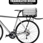 Aodaer Rear Bike Rack with Basket Quick Release Bike Rear Rack Heavy Duty Folding Bike Basket with Waterproof Bag & Cargo Net & Installation Tool