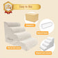 PAWSCART Dog Stairs for Small Dogs and Cats, 4-Step Dog Steps for Bed, 19.6" H Pet Stairs for High Bed, Pet Ramp for Couch, Sofa, Non-Slip Surface Removable Washable Cover, Beige