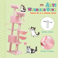 SHA CERLIN 73in Fan-Shaped Corner Cat Tower for Save Space/Multi-Level Tall Cat Tree for Indoor Kitties/Condo with Baskets/Cozy Perches/Sisal Scratching Posts/Pet Activity House/Pink