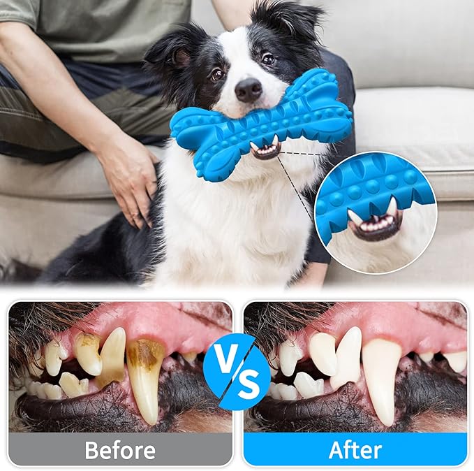 LEGEND SANDY Dog Toys for Aggressive Chewers Large Breed, Durable Dog Bones Squeaky Chew Toy, Nearly Indestructible Dog Toys for Large, Tough Natural Rubber Puppy Chew for Medium Teeth Cleaning