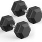 Hex Dumbbell 40-125 lb, Rubber Encased Exercise & Fitness Dumbbells, Hand Weight for Strength Training