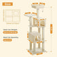 Cat Tree for Indoor Cats, Multi-Level Cat Tower with Sisal Scratching Posts, Padded Platform, Multi-Level Cat Condo w/Soft Bed & Scratching Pad, 2 Pompoms, Sturdy Base, Beige