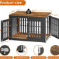 42" Heavy Duty Dog Crate Furniture for Small,Medium and Large Dogs,Rustic Wooden Dog Cage Kennel Indoor Furniture with Waterproof Top,Decorative Pet House Side End Table (Black & Wood)