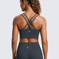 CRZ YOGA Softness Mold Womens Butterluxe Strappy Longline Sports Bra - Double Spaghetti Strap Workout Yoga Crop Top Athletic