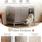 Cat Litter Box Enclosure Furniture with Divider, Handwoven Rattan Litter Box with Mat, 31.2 x 19.6 x 24.2 Inches, Metal Heightened Feet, Hidden Cat House for Living Room, Bedroom (Gray)