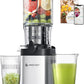 AMZCHEF Cold Press Juicer, Juicers Machines - 5.4" Large Feed Chute for Whole Fruits & Vegetables, Stainless Steel Slow Masticating Juice Easy to Clean, Large Auger, Triple Strainers, Silver