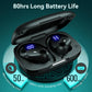 GOLREX Active Noise Cancelling Ear Buds Wireless Earbuds Bluetooth Headphones with 80H Playtime LED Display Wireless Charging Case, Over-Ear Hooks Earbud for Sports Running Gym Workout Black