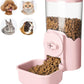 VANNON Small Animal Hanging Automatic Food Dispenser, 35oz Gravity Pet Feeder for Cage, Food Bowl for Rabbit Puppy Cat Ferret Guinea Pig Chinchilla Parrot (Pink)