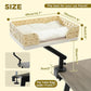 PAWZ Road Cat Desk Bed for Indoor Cats, Wicker Cat Bed for Desk Supports Up to 50 lbs, 360° Rotation & Adjustable Soft Plush Cats Hammock for Desktop, White