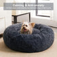 WNPETHOME Calming Dog Beds for Large Dogs, Anti-Anxiety Donut Large Pet Bed, Fluffy Faux Fur Plush Dog Bed，Warming Cozy Soft Round Pet Bed for Jumbo Dogs, Cat Cuddler Cushion Bed