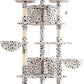 SHA CERLIN 73in Fan-Shaped Corner Cat Tower for Save Space/Multi-Level Tall Tree for Indoor Kitties/Condo with Baskets/Cozy Perches/Sisal Scratching Posts/Pet Activity House/White & Black Spot
