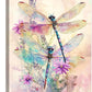 Dragonfly Bathroom Pictures Wall Art, Floral Bathroom Wall Decor, Framed Painting Canvas Artwork for Bedroom Living Room Decorations 24"L x 16"W