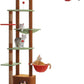 PEQULTI Mushroom Cat Tree Floor to Ceiling Cat Tower Adjustable Height (90.5''-100.4'' = 230cm-252cm) with Cat Condo, Cozy Hammock and Scratching Post, Tall Activity Tree for Indoor Cats, Brown