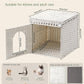 Cat Beds for Indoor Cats Extra Large Double Cat Cave Pet Cube, Handwoven Rattan Cat Houses with Double-Sided Soft Cushions, 18.5 x 20.5 x 19.1 Inches Foldable Hideaway in Living Room White